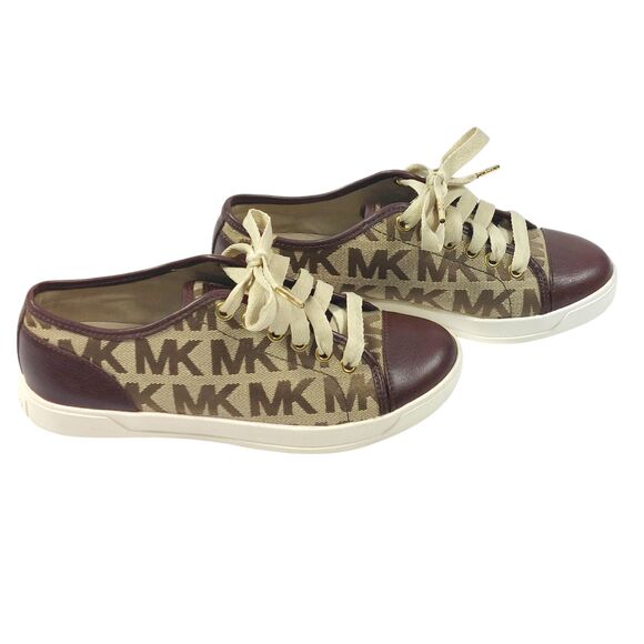 Michael Kors Logo City Sneakers Womens Sz 5 1/2 Medium Brown Excellent Condition - Picture 7 of 16